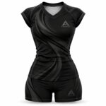 Custom sublimated women's volleyball uniform Black / Grey – Azisons AS-1001