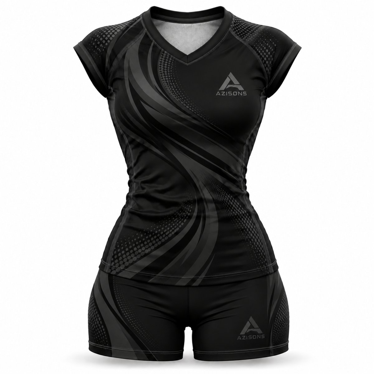 Custom sublimated women's volleyball uniform Black / Grey – Azisons AS-1001