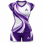 Custom sublimated women's volleyball uniform White / Purple – Azisons AS-1004
