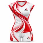 Custom sublimated women's volleyball uniform White / Red – Azisons AS-1003